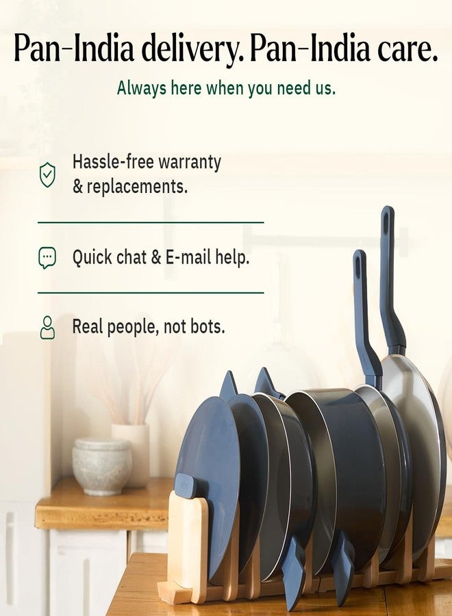 Ember Cookware قدر طهي سيراميك أرسيللا من إمبر كوكوير، 20 سم | 2.6 لتر، غير لاصق وغير سام، بغطاء معدني | معتمد من هيئة المواصفات والمقاييس الهندية | أواني طهي سيراميك | قدر برياني | مقبض فولاذي | ضمان 5 سنوات | بيناريس جولد - Image 5